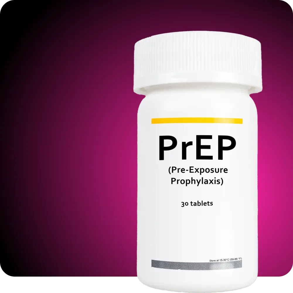 A pill bottle containing PrEP medication